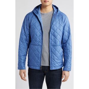 Peter Millar Blue Diamond Quilted Puffer Essex Hoodie Jacket Sz M Golf Packable